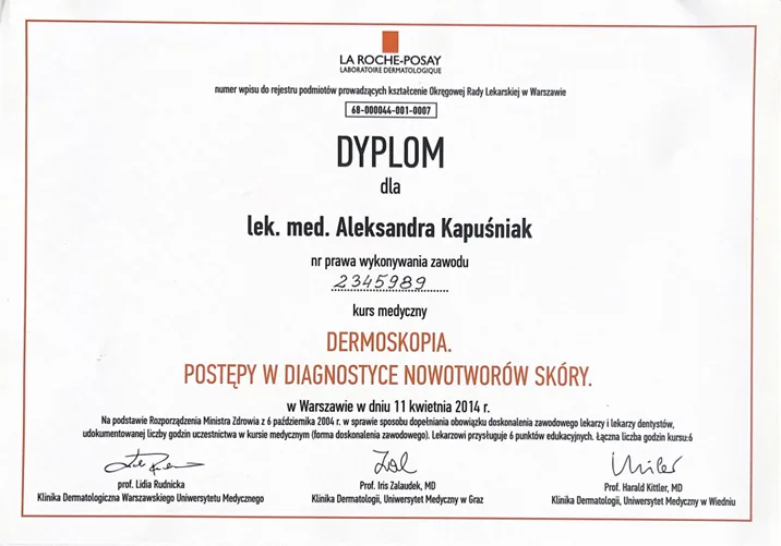 Dyplom Aleksandra Kapuśniak