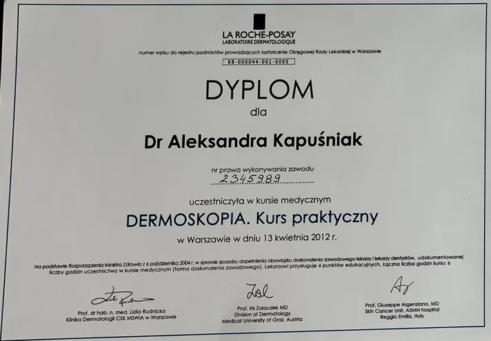Dyplom Aleksandra Kapuśniak